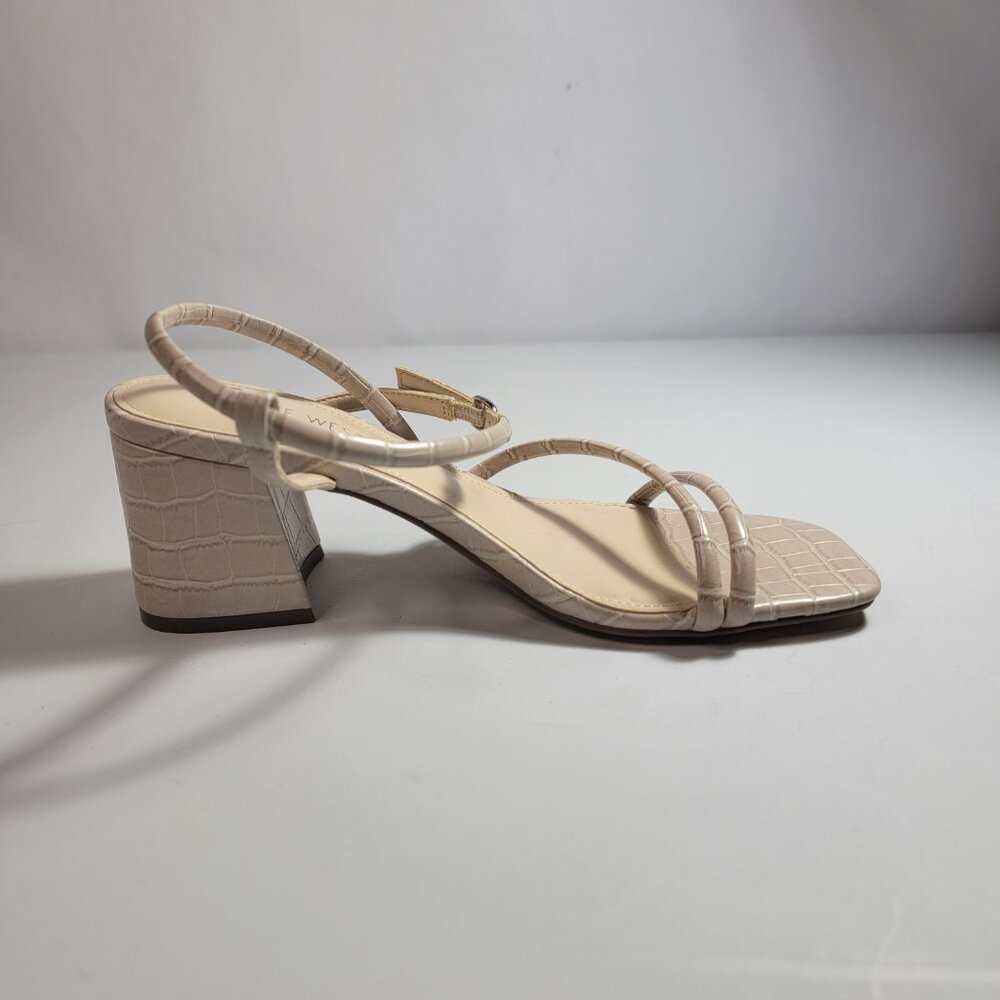 Nine West Women's Nude Grayce Faux Croc Leather Chunky Block Heels Size 7.5 - Picture 8 of 11